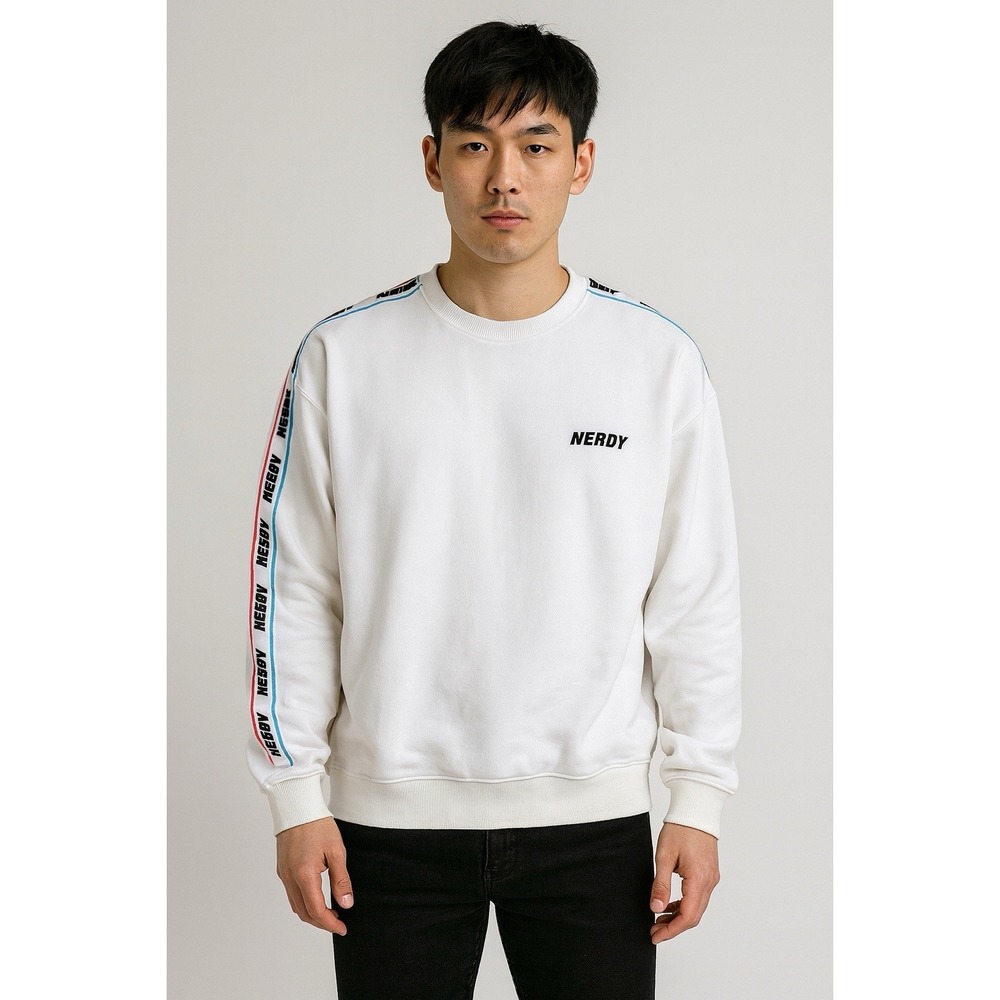 NERDY Logo Tape Sleeve Crewneck Size Medium Funky Grunge Streetwear Funk Emo
